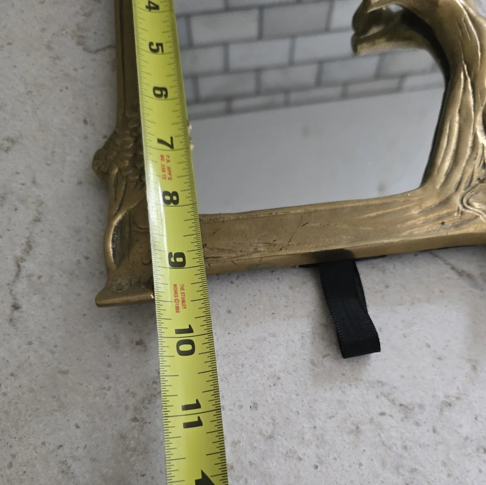 ELEGANT ART DECO SOLID BRASS VANITY TABLE TOP MIRROR LADY MOTIF ART NOUVEAU